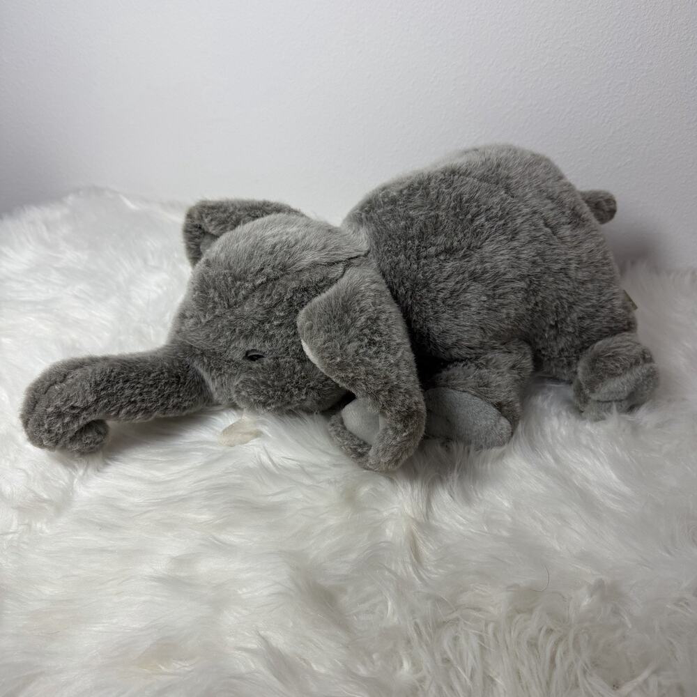 Plush Creations Relaxed Grey Elephant Plush Soft Toy Stuffed Animal 1990 Laying